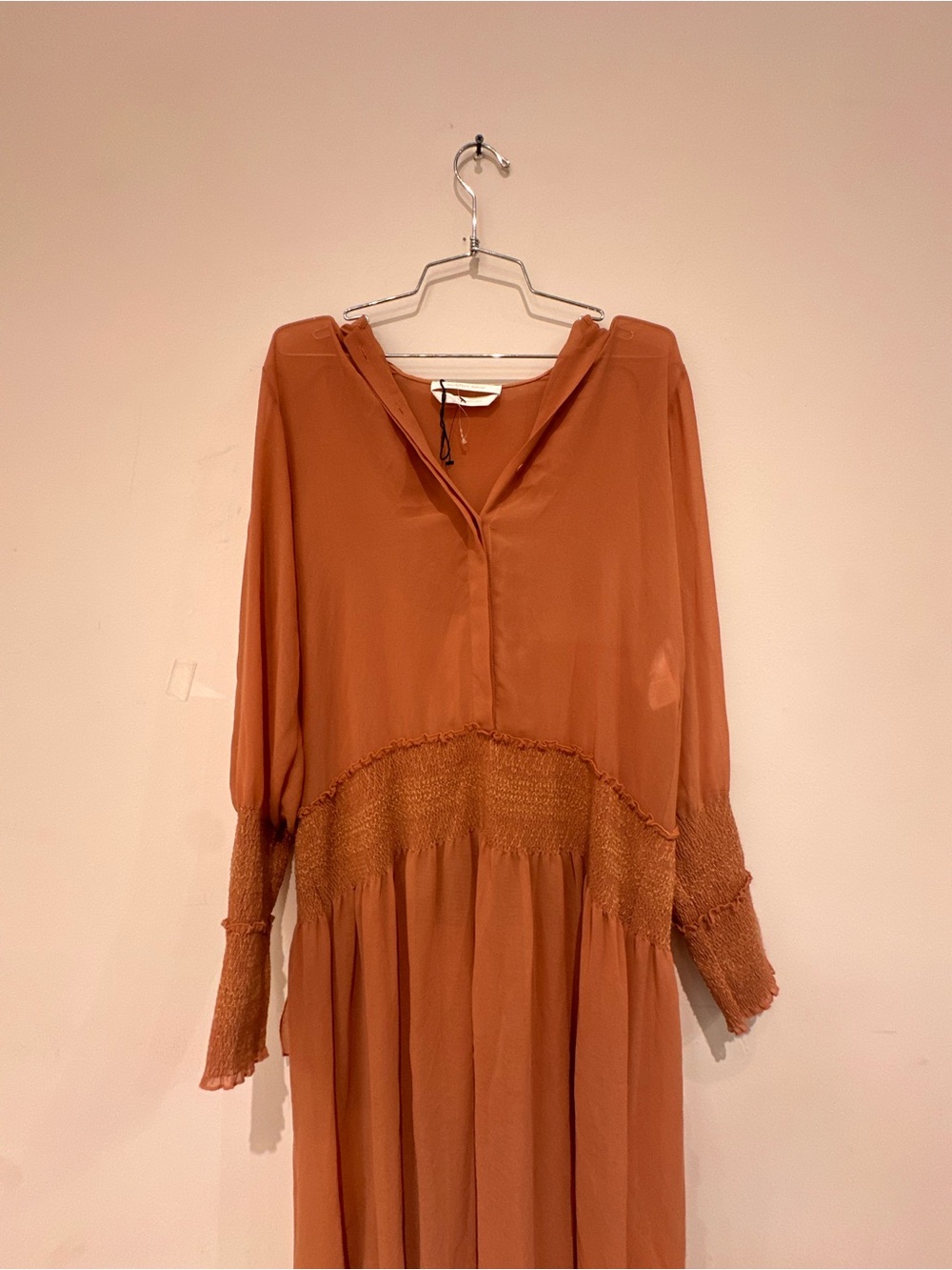 See By Chloé Long-Sleeve Rust Maxi Dress